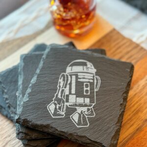 Black slate coasters from a galaxy far, far, away