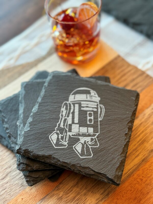 Black slate coasters from a galaxy far, far, away